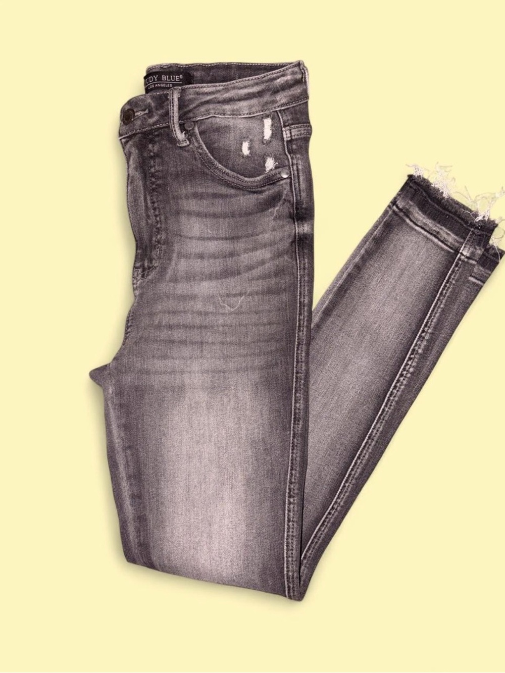 Judy Blue Grey Washed Distressed Skinny Jeans